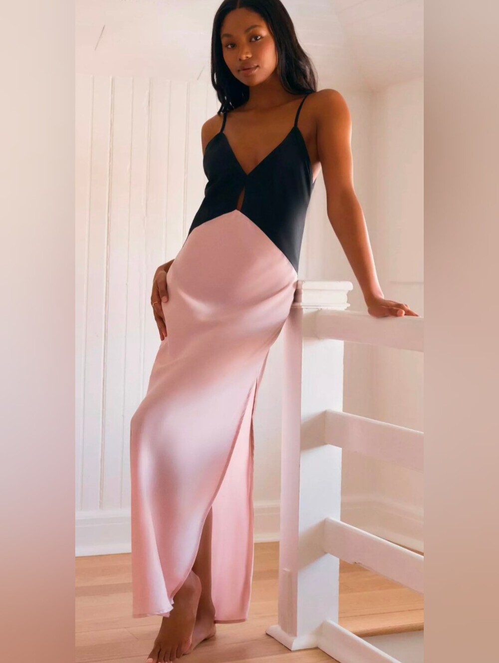 Anthropologie LyreBird Silky Colorblock Maxi Dress | Size S NWT
